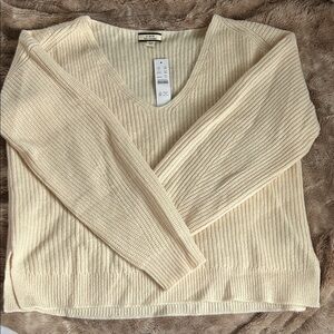 JCrew Ribbed cashmere oversized V-neck sweater